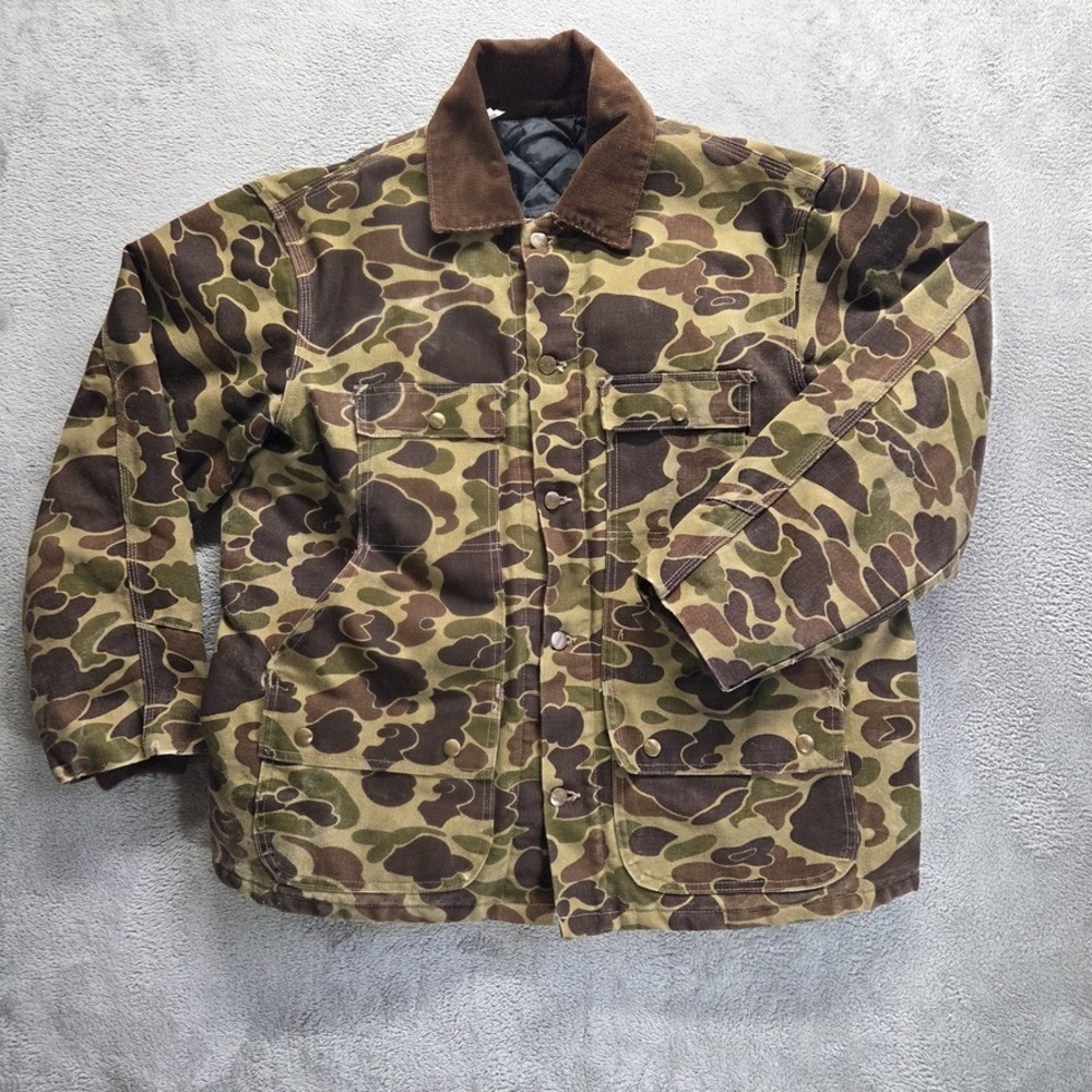 Vintage Carhartt Coat Mens 2XL Green‎ CQ103 Duck Camouflage Hunting Lined Canvas